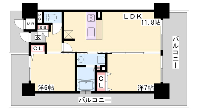 エステムプラザ神戸西Vミラージュの間取り