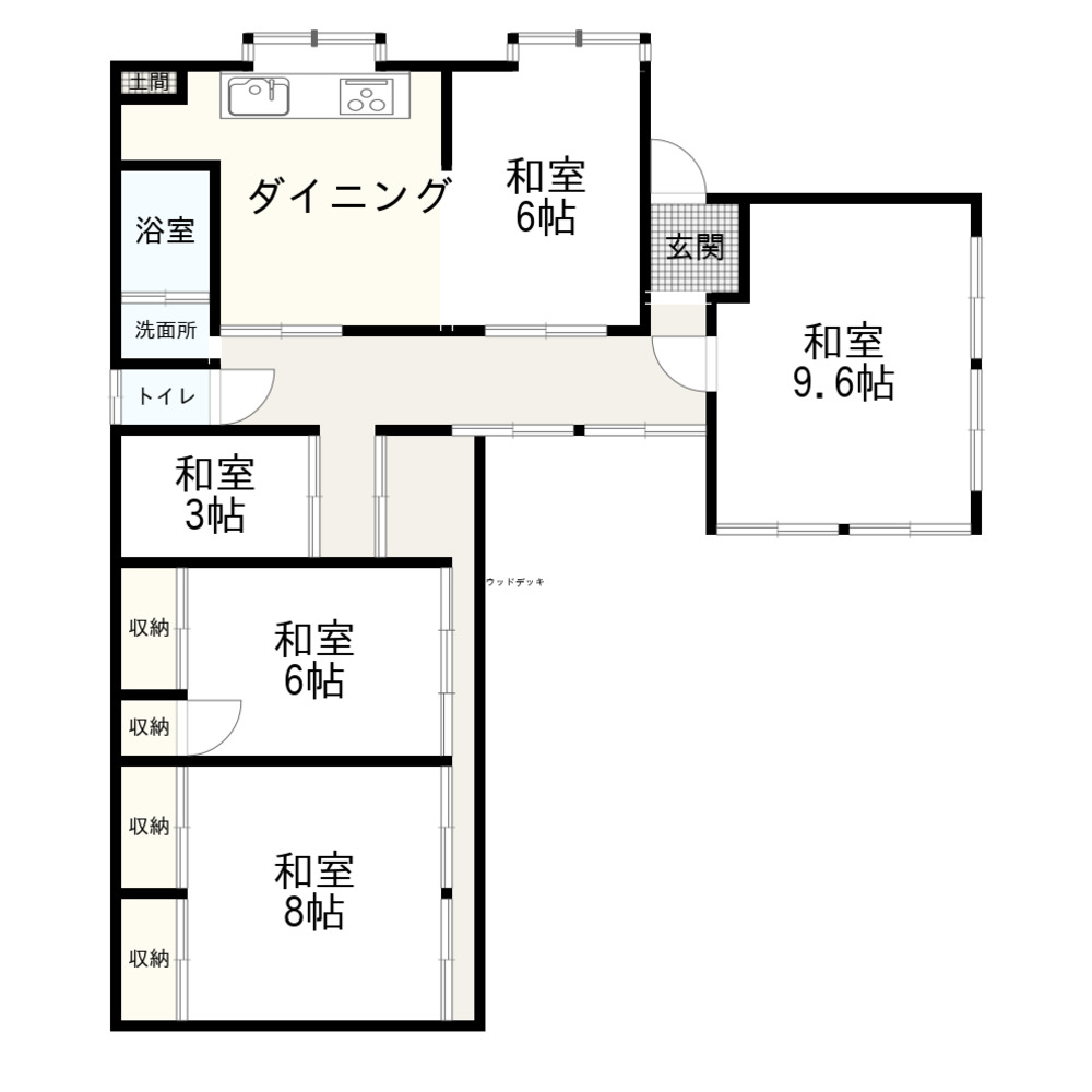 【平中神谷字下知内　戸建て賃貸　周辺環境充実の間取り】