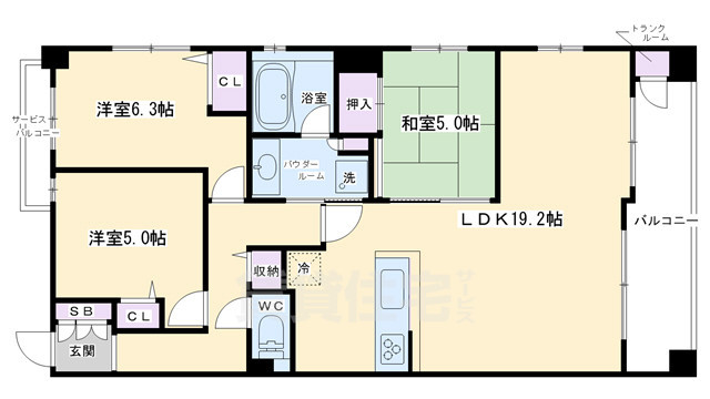 京都市中京区橋浦町のマンションの間取り