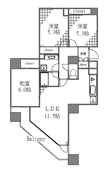 江東区清澄のマンションの間取り