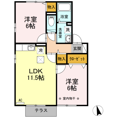 南アルプス市宮沢のアパートの間取り