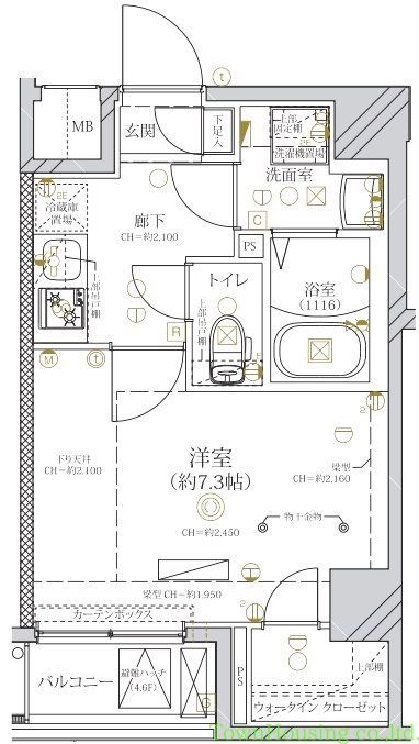 大田区東嶺町のマンションの間取り