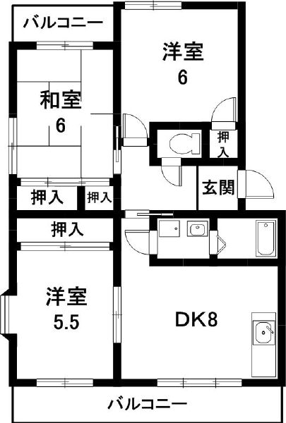 尾張旭市三郷町富丘のマンションの間取り