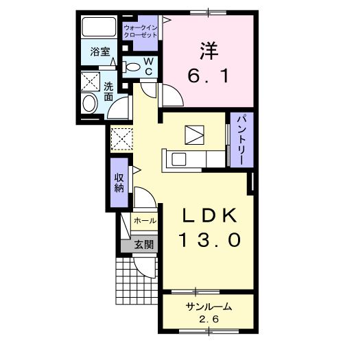 前橋市総社町桜が丘のアパートの間取り