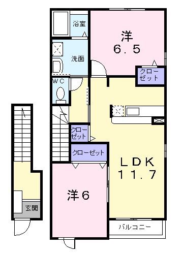 那須塩原市波立のアパートの間取り