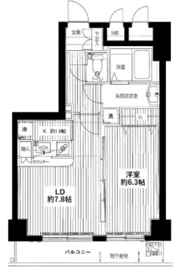 中央区日本橋茅場町のマンションの間取り