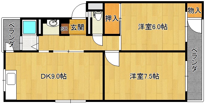 淀団地第二住宅４号棟の間取り