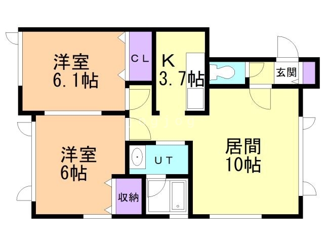 石狩市花川南八条のアパートの間取り