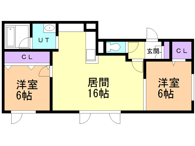 北広島市大曲南ヶ丘のアパートの間取り