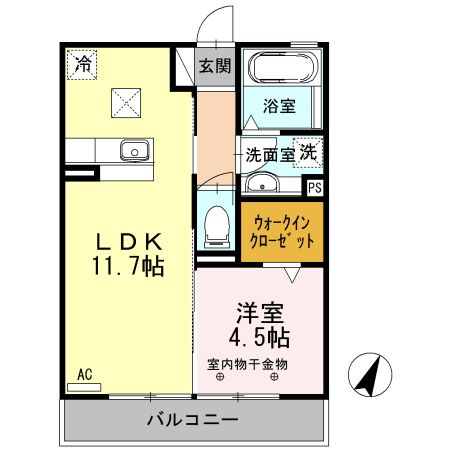 静岡市清水区港町のアパートの間取り