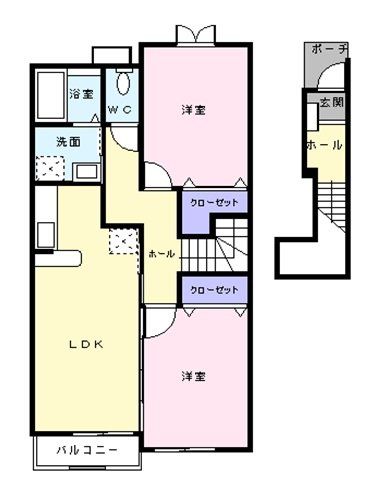 所沢市大字下安松のアパートの間取り