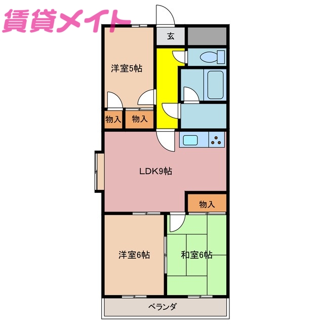 四日市市新正のマンションの間取り