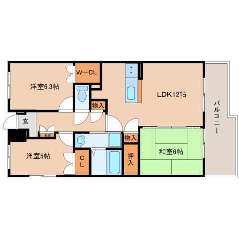 木津川市州見台のマンションの間取り