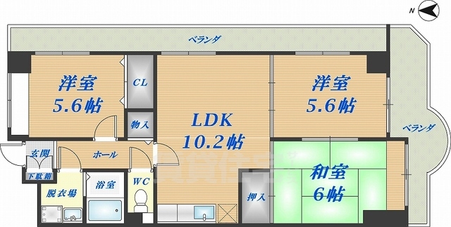 地下鉄中央線 長田駅 徒歩1分 10階建 築31年の間取り写真