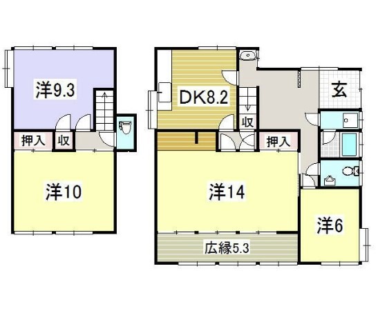 遠州鉄道 遠州病院駅 徒歩52分 2階建 築43年の間取り写真