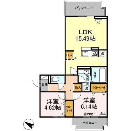 地下鉄七隈線 福大前駅 徒歩37分 3階建 築5年の間取り写真