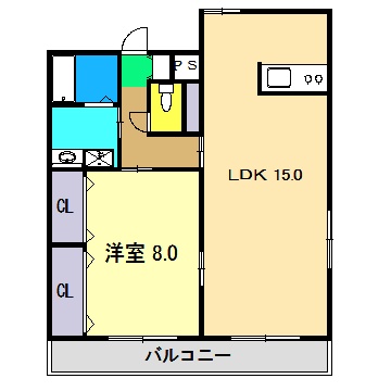 高知市六泉寺町のマンションの間取り