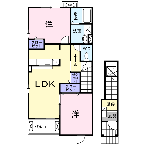 熊本市南区孫代町のアパートの間取り