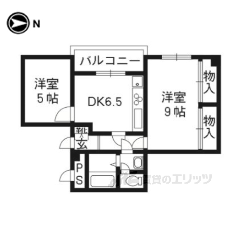 京都市左京区下鴨泉川町のマンションの間取り