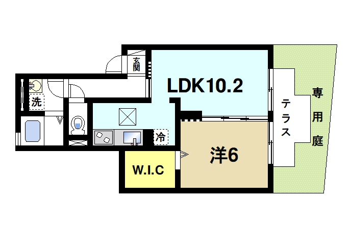 奈良市鶴舞西町のアパートの間取り