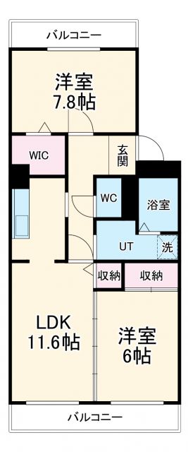 各務原市鵜沼朝日町のマンションの間取り