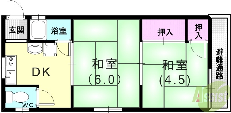 神戸市須磨区須磨浦通のマンションの間取り