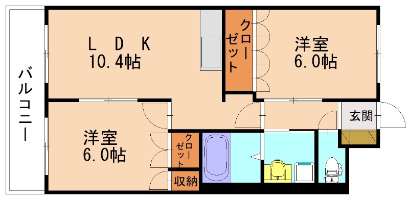 遠賀郡岡垣町東山田のアパートの間取り