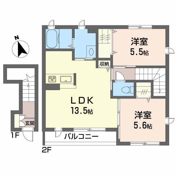 【松山市空港通のアパートの間取り】