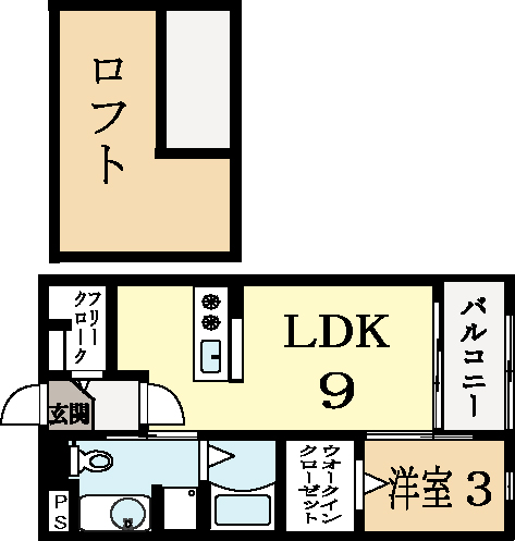 城陽市富野のアパートの間取り