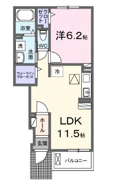 豊橋市東小鷹野のアパートの間取り