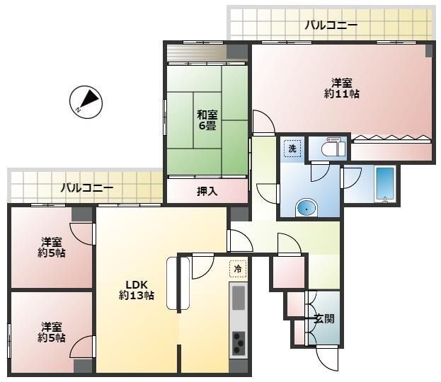 さいたま市中央区上落合のマンションの間取り