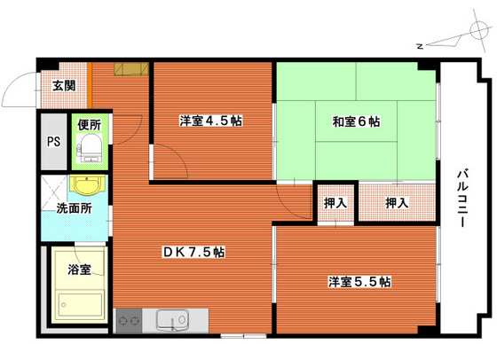 広島市中区十日市町のマンションの間取り