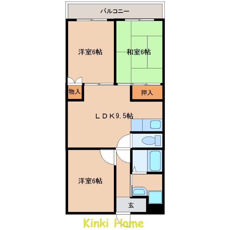 和歌山市南汀丁のマンションの間取り