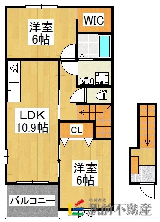 八女郡広川町大字新代のアパートの間取り