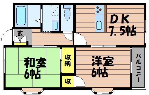 倉敷市中島のアパートの間取り