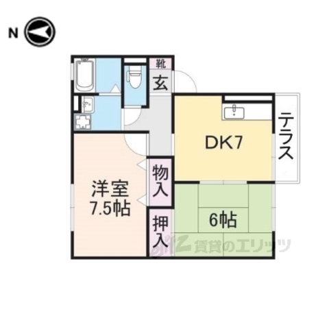 与謝郡与謝野町字幾地のアパートの間取り