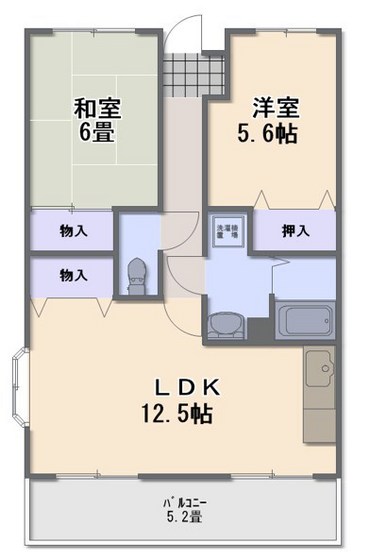 岡山市中区湊のマンションの間取り