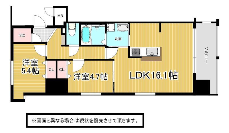 北九州市小倉北区片野新町のマンションの間取り