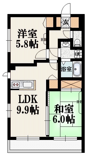 小平市学園西町のマンションの間取り