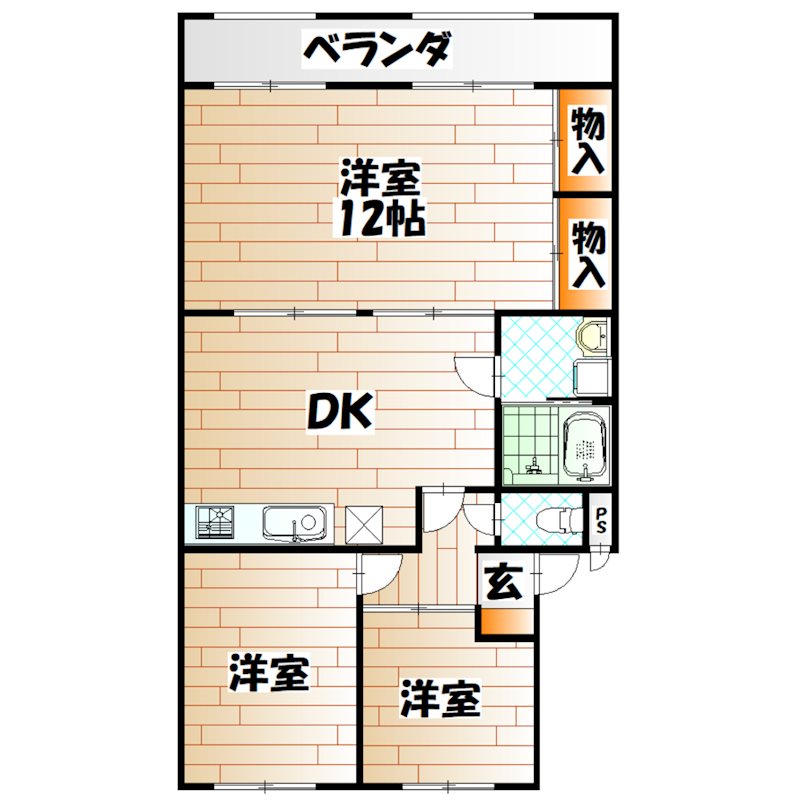 エメラルドハイツ大里Iの間取り