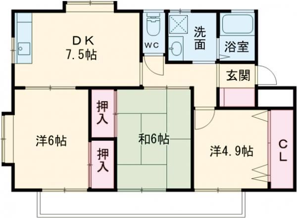 豊橋市高師本郷町のアパートの間取り