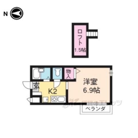 京都市左京区田中里ノ前町のマンションの間取り