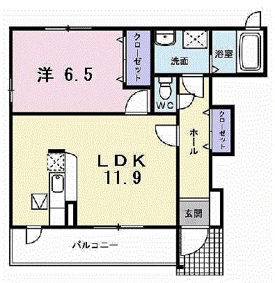 加古郡播磨町東本荘のアパートの間取り