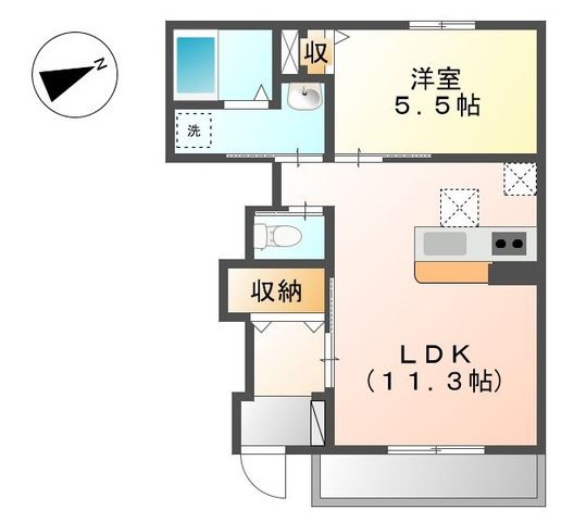 姫路市砥堀のアパートの間取り