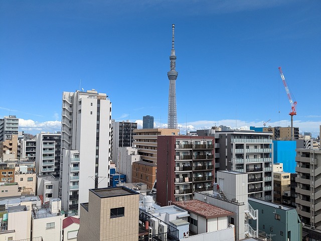 バルコニー　10Fバルコニーからスカイツリー隅田川花火見えます