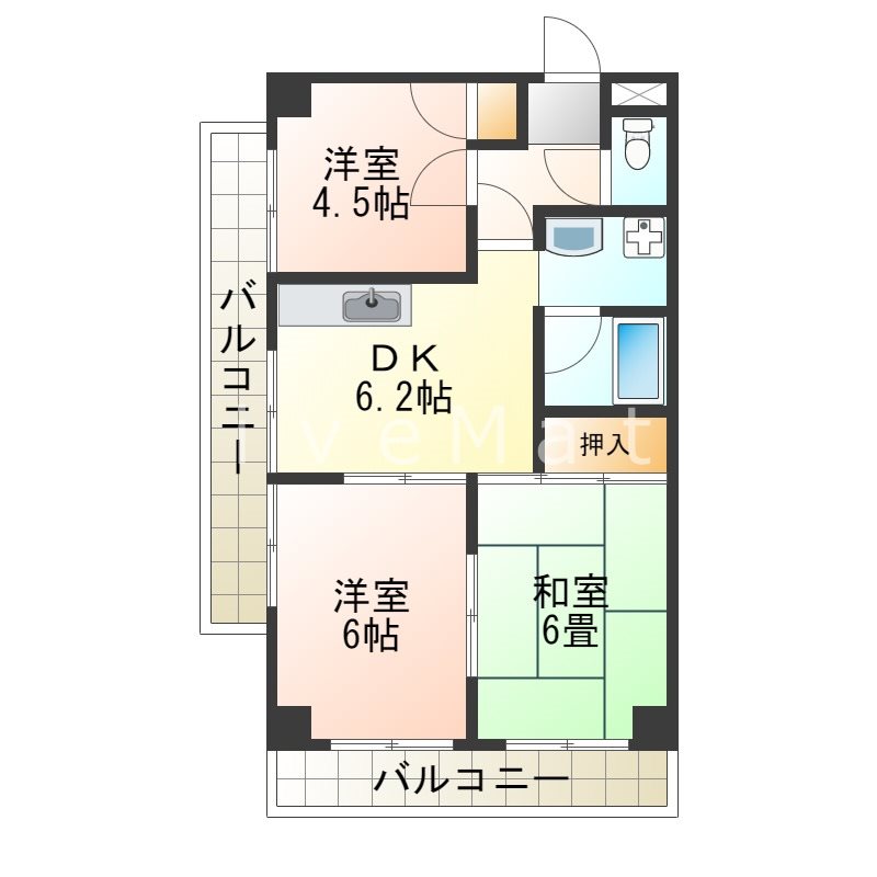 パルレ瑞ケ丘の間取り写真