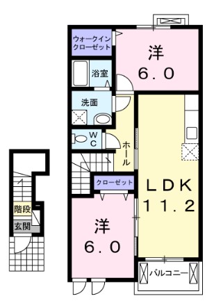 ＪＲ宇野線 迫川駅 徒歩5分 2階建 築16年の間取り写真