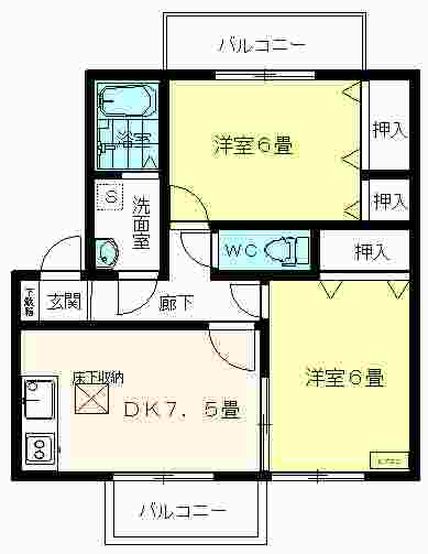 伊東市玖須美元和田のアパートの間取り