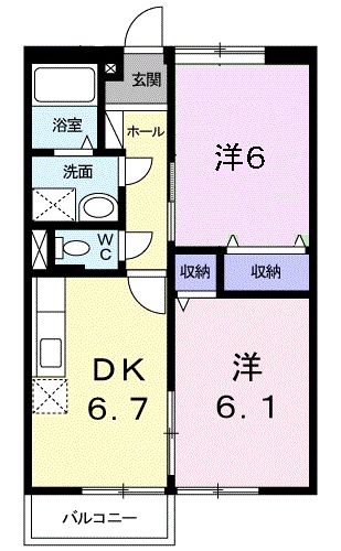 我孫子市南青山のアパートの間取り