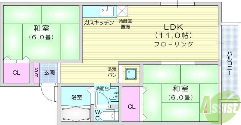 ロイヤルコート花渕Aの間取り